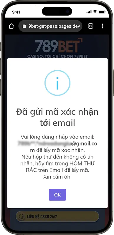 Bước 3: Vào Email lấy mã 6 số